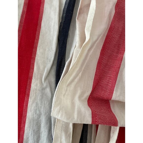 Vintage Fabric Red White Navy Stripe Quilting Sewing Cloth Cotton ~208 X 36 AS I - Picture 8 of 16
